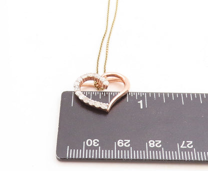 925 Silver  Genuine Diamonds Gold Plated Love Heart Chain Necklace  NE1962