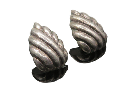 925 Sterling Silver  Vintage Shiny Hollow Fluted Design Drop Earrings  EG5409