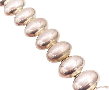 MEXICO 925 Sterling Silver  Vintage Shiny Hollow Oval Chain Bracelet  BT2014