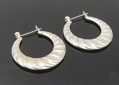 925 Sterling Silver  Shiny Polished Hollow Round Hoop Earrings  EG5686