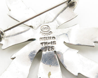 MIGUEL MELENDEZ MEXICO 925 Silver  Vintage Shiny Flower Brooch Pin  BP7409