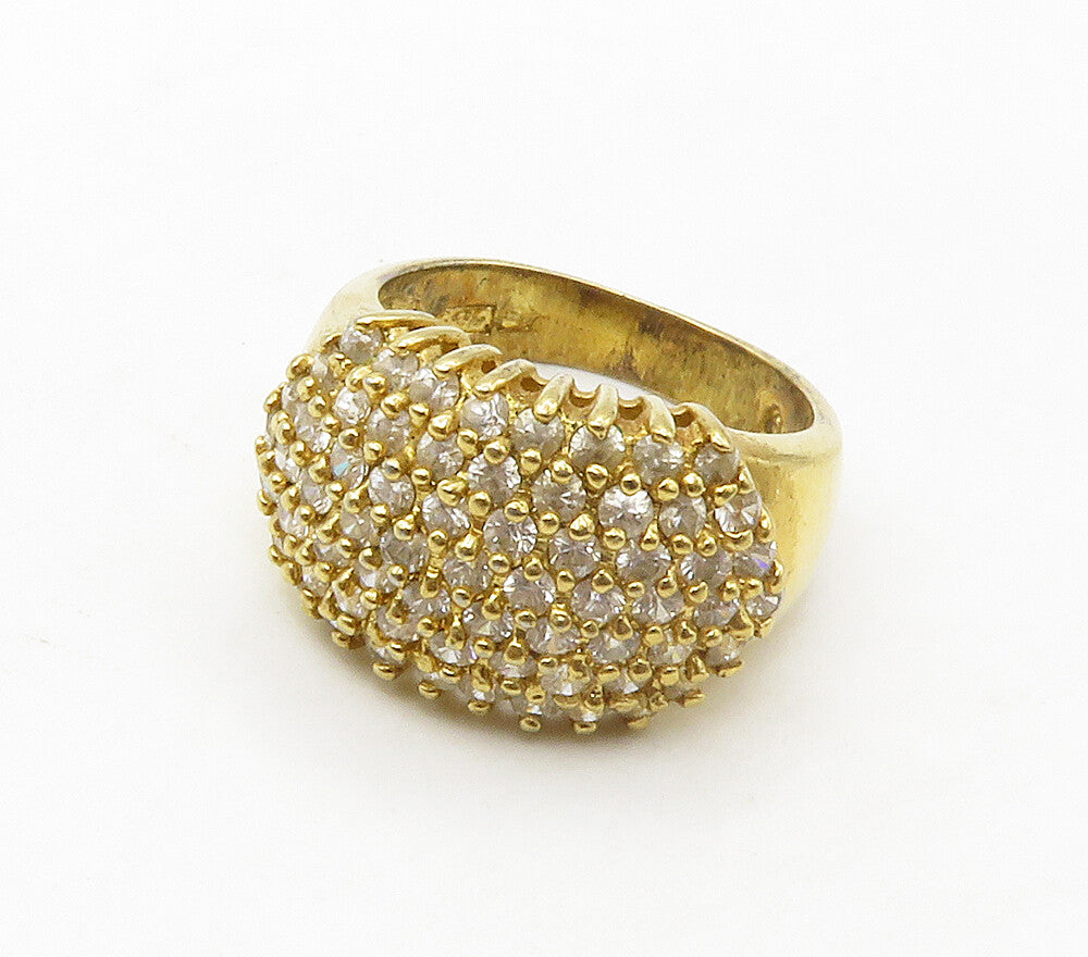 925 Sterling Silver  Topaz Cluster Shiny Gold Plated Band Ring Sz 6  RG16824