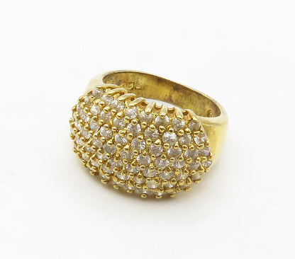 925 Sterling Silver  Topaz Cluster Shiny Gold Plated Band Ring Sz 6  RG16824
