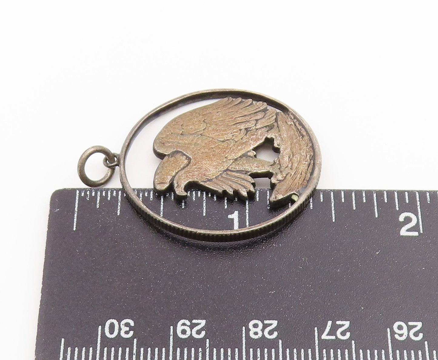 925 Sterling Silver Vintage Pendant American Eagle Coin Cutout Charm  PT26570