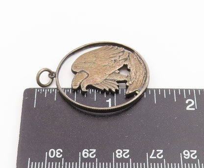 925 Sterling Silver Vintage Pendant American Eagle Coin Cutout Charm  PT26570