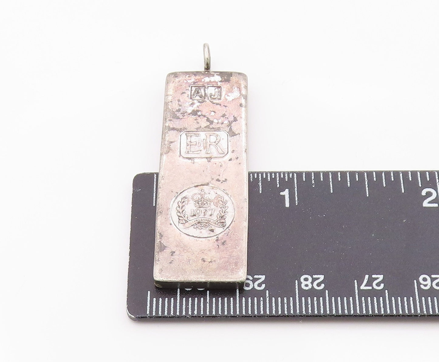 925 Sterling Silver Vintage Pendant Minimalist Geometric Jubilee Ingot   PT26319