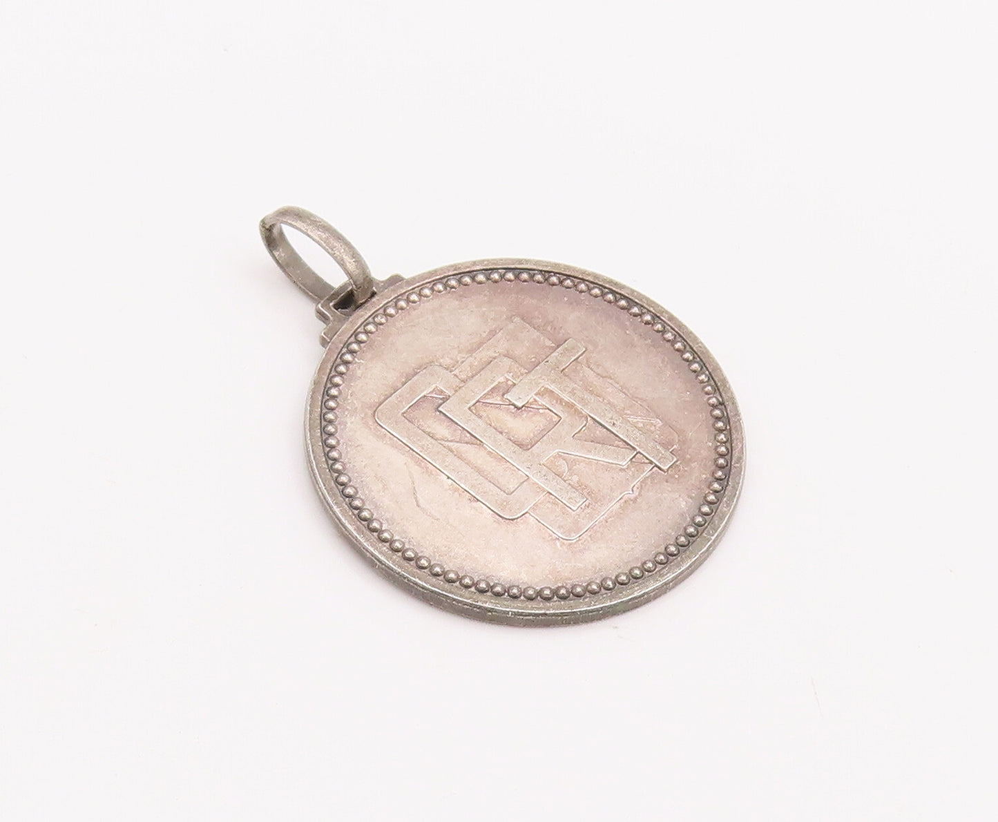 925 Sterling Silver Vintage Pendant Solid Antique 1973 CRT Etched Coin  PT23271