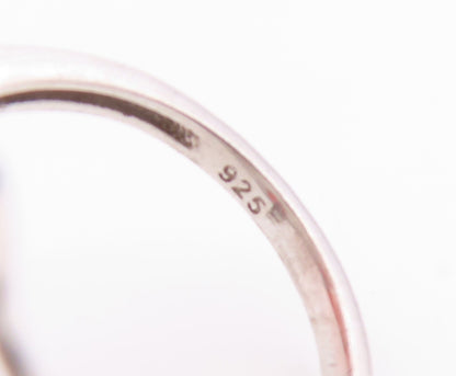 925 Sterling Silver Vintage Ring Cabochon Moonstone & Garnet Band  Sz 7  RG36141