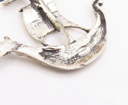 925 Sterling Silver Vintage Pendant Dragon Head Sailing Ship Charm  PT26052