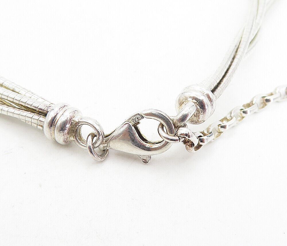 925 Sterling Silver  Vintage Shiny Hollow Spheres Thin Chain Necklace  NE1337