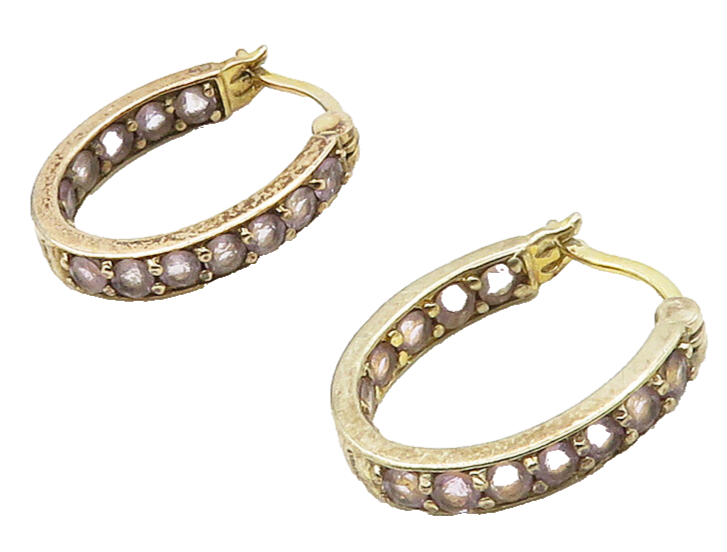 925 Sterling Silver  Topaz Gold Plated Shiny UShape Hoop Earrings  EG8383