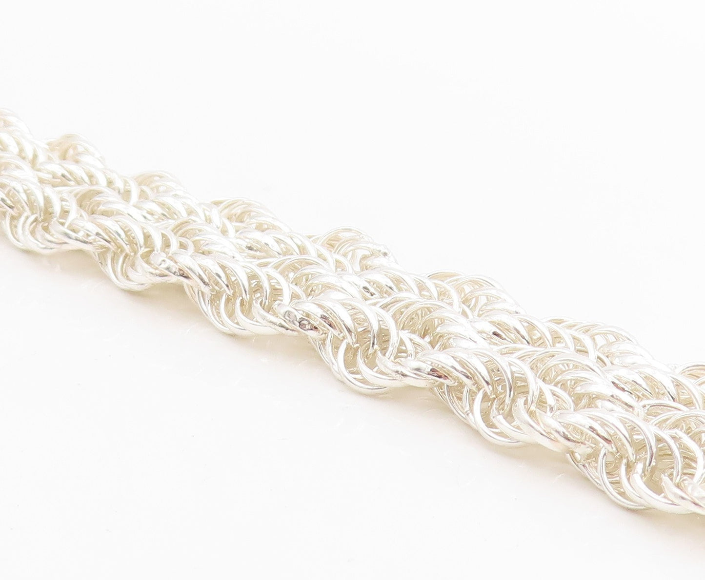 925 Sterling Silver Vintage Bracelet Braided Serpentine Weave Strands   BT11423