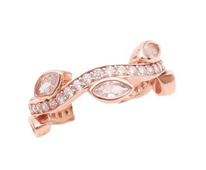 925 Sterling Silver Vintage Ring Rose Gold Plated Floral Cut Topaz  Sz 7 RG30384