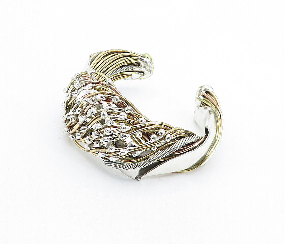 DESIGNER 925 Sterling Silver  Two Tone Vine Wrapped Cuff Bracelet  BT3056