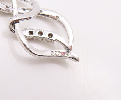 925 Sterling Silver Vintage Pendant Designer Diamonds Inlay Swirly Cut  PT23601
