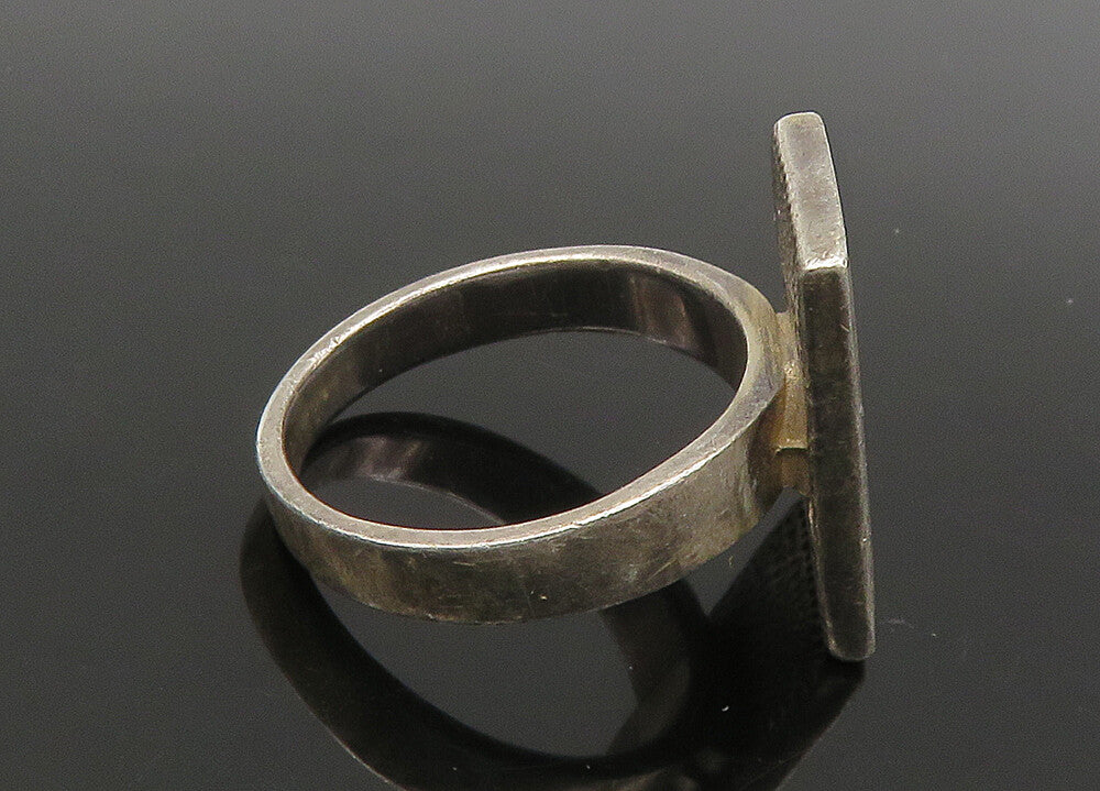 925 Sterling Silver  Vintage Inlaid Mother Of Pearl Band Ring Sz 7  RG22262
