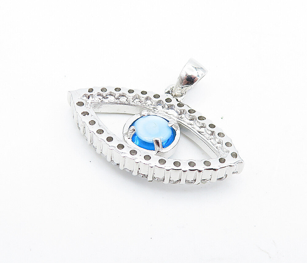 925 Sterling Silver  Sparkling Cubic Zirconia Evil Eye Motif Pendant  PT5920