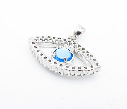 925 Sterling Silver  Sparkling Cubic Zirconia Evil Eye Motif Pendant  PT5920