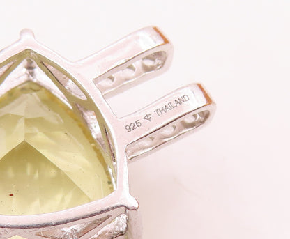 925 Silver  Vintage Beautiful Fancy Yellow & White Topaz Drop Pendant  PT21453
