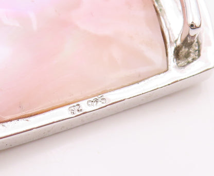 925 Silver  Vintage Inlaid Mother Of Pearl Heart Cutout Pendant  PT21560
