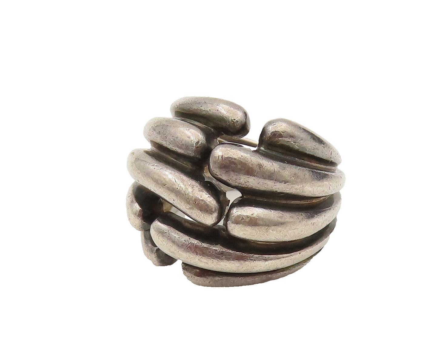 DESIGNER 925 Silver  Vintage Scalloped Open Dome Fashion Ring Sz 5  RG26452