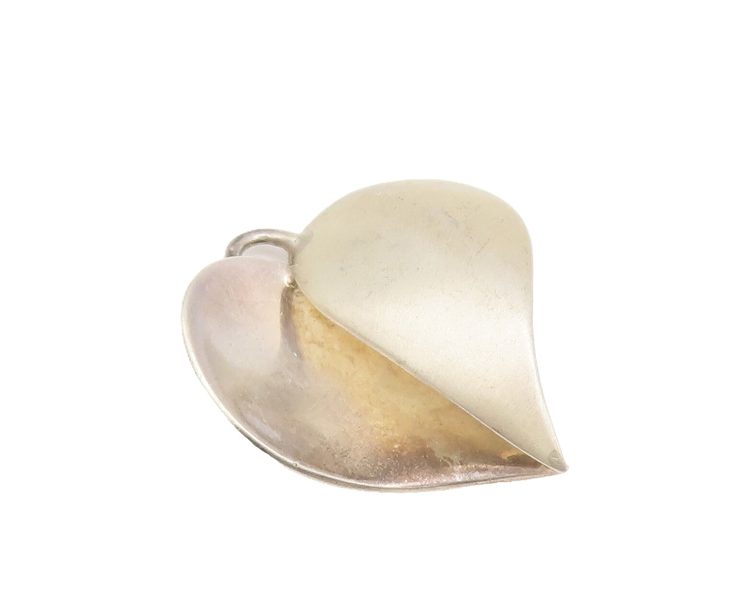 925 Sterling Silver Vintage Pendant Designer Split Solid Swirl Heart  PT22597