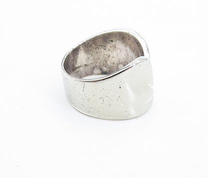 MEXICO 925 Silver  Vintage Polished Crinkle Detail Band Ring Sz 7.5  RG7408