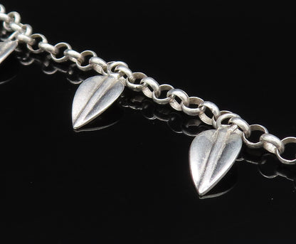 RLM STUDIO 925 Silver  Vintage Polished Leaf Charm Rolo Chain Bracelet  BT9575