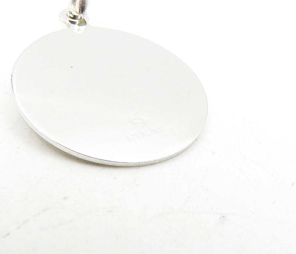 925 Sterling Silver  Shiny Graduation Day Etched Round Drop Pendant  PT6766