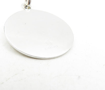 925 Sterling Silver  Shiny Graduation Day Etched Round Drop Pendant  PT6766