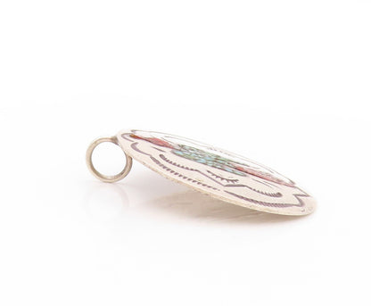 925 Sterling Silver Vintage Pendant NAVAJO ZUNI Crushed Turquoise Bird  PT24142