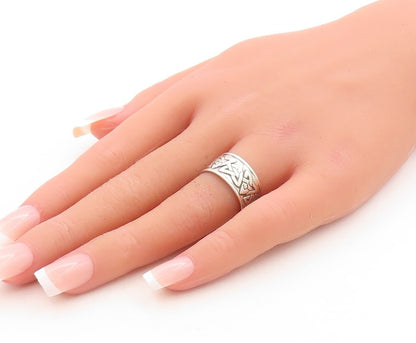 925 Sterling Silver Vintage Ring Minimalist Celtic Design Grooved  Sz 7  RG31295