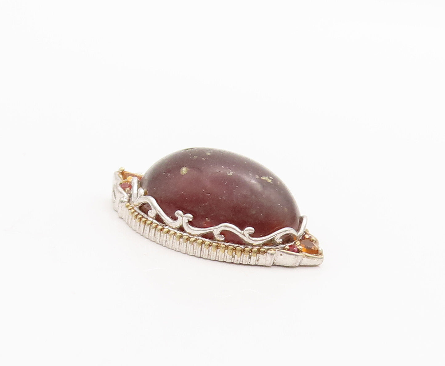925 Sterling Silver Vintage Pendant MICHAEL VALITUTTI Framed Gemstone  PT23199