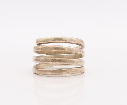 925 Sterling Silver Vintage Ring Minimalist Spiral Coil  Sz 8  RG28906