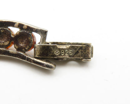 925 Sterling Silver  Vintage Cabochon Cut Amber Bar Chain Bracelet  BT7893