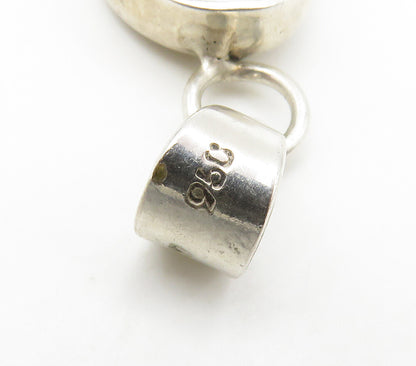 MEXICO 925 Sterling Silver  Vintage Mother Of Pearl Oval Drop Pendant  PT11966