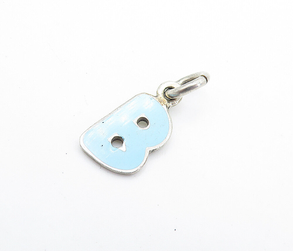 925 Sterling Silver  Vintage Petite Enamel Coated Letter B Drop Pendant PT5493