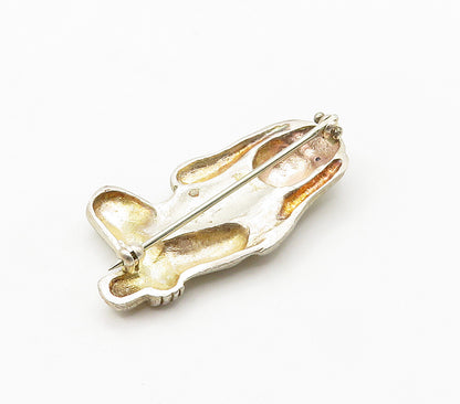 14k Gold 925 Sterling Silver Vintage  Hear No Evil Monkey Brooch Pin  BP6276