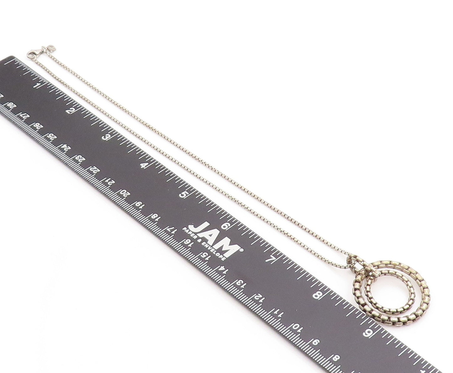 925 Sterling Silver Vintage Necklace Designer Interlocking Circles Chain NE4664