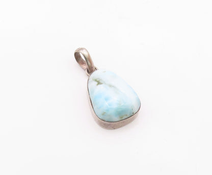 925 Sterling Silver  Vintage Cabochon Cut Larimar Smooth Pendant  PT10979