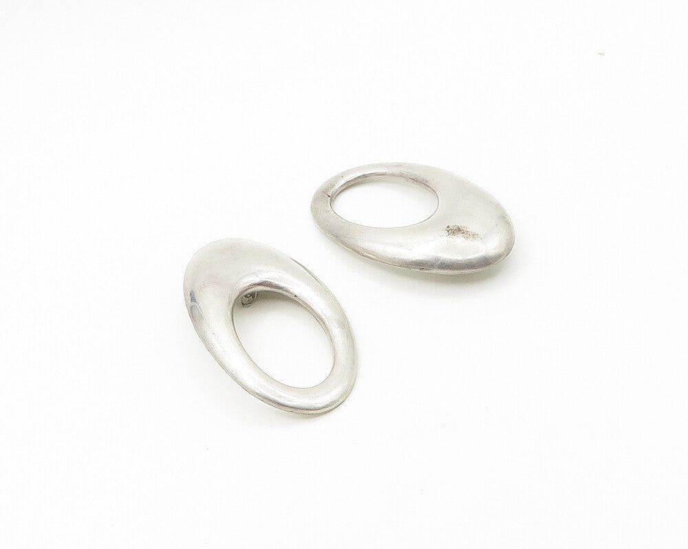 VON MUSULIN 925 Silver  Vintage Open Oval Non Pierce Drop Earrings  EG9283