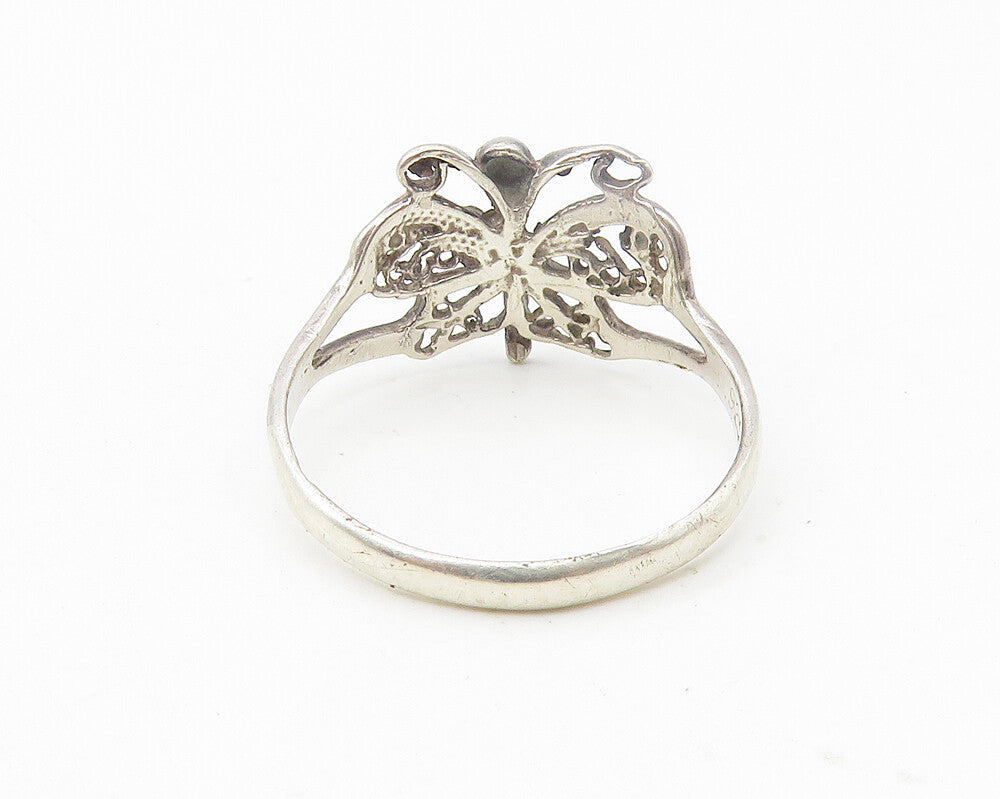 925 Sterling Silver  Vintage Dark Tone Butterfly Band Ring Sz 9.5  RG11095