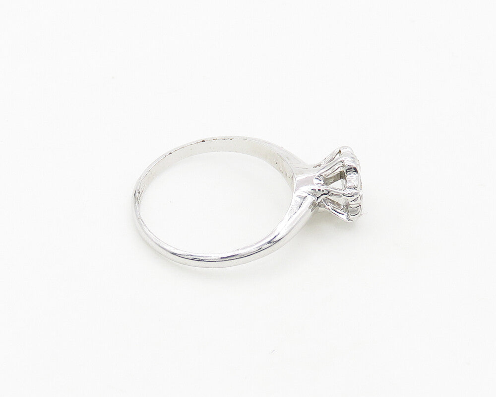 CLARK COOMBS 925 Sterling Silver Shiny Topaz Flower Motif Band Ring Sz 5 RG18439