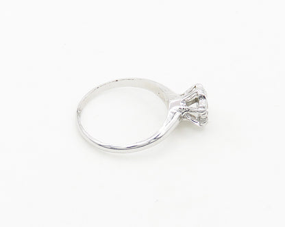 CLARK COOMBS 925 Sterling Silver Shiny Topaz Flower Motif Band Ring Sz 5 RG18439