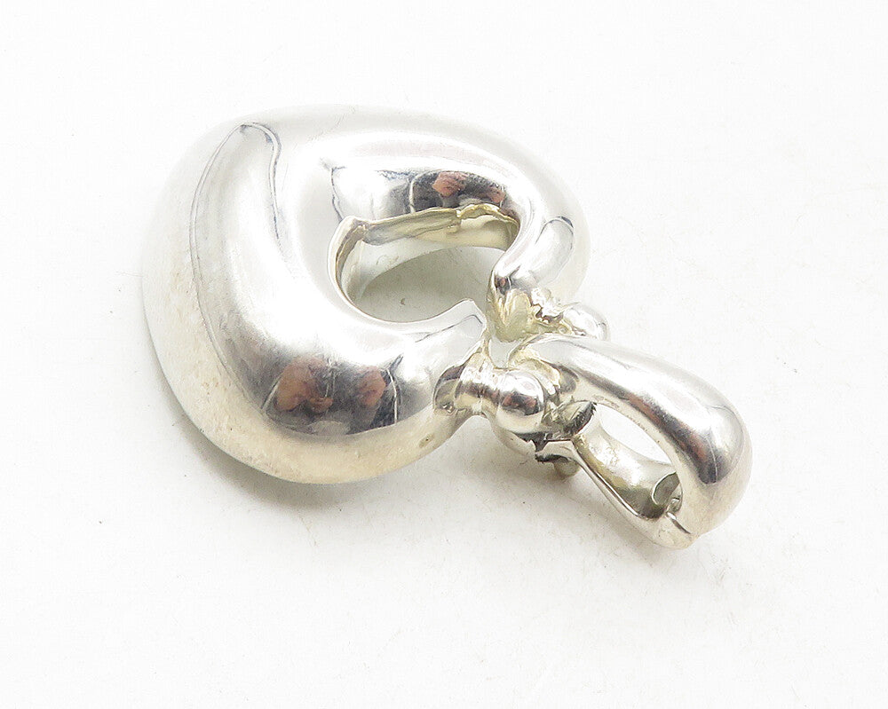 ESPO 925 Sterling Silver  Vintage Shiny Love Heart Dome Drop Pendant  PT7874