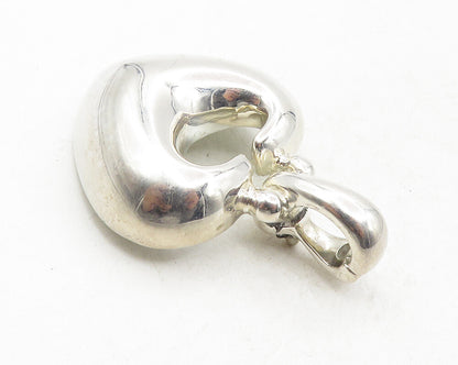 ESPO 925 Sterling Silver  Vintage Shiny Love Heart Dome Drop Pendant  PT7874