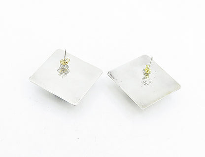 MEXICO 925 Sterling Silver  Vintage Black Onyx Square Drop Earrings  EG2373