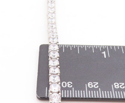 925 Sterling Silver  Sparkling Round Cut Cubic Zirconia Chain Necklace  NE2090