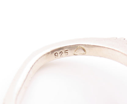 925 Sterling Silver Vintage Ring Rectangle Smoky Quarts Heart Cut  Sz 5  RG31810