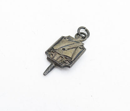 925 Sterling Silver  Vintage Feather Quill And Scroll Petite Pendant  PT4526